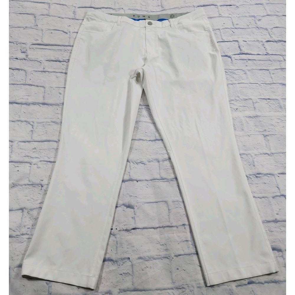 Puma Golf Pants MENS 38X30 White Dry Cell Performance Straight Fit